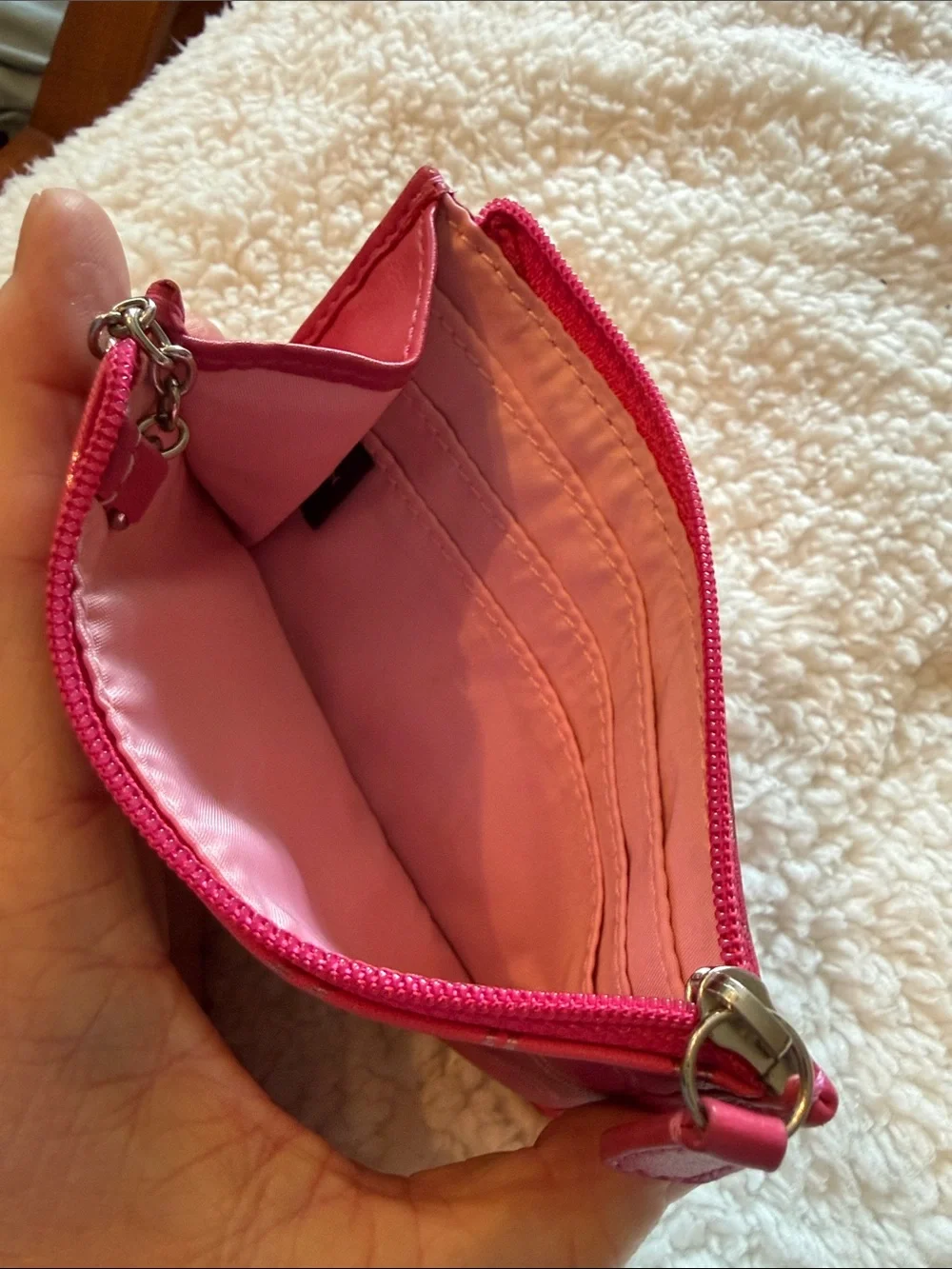 Coach Hot Pink Signature Zip Card Case with Key Ring
